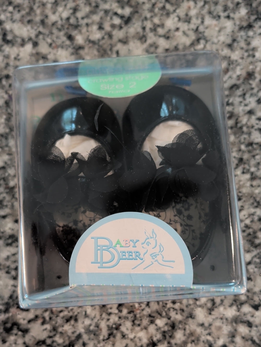Baby Deer Black Floral Tulle Baby Shoes
